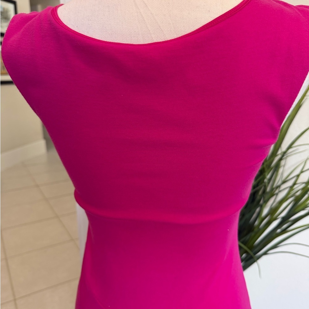 Express Hot Pink Size 0 Dress Ruched Square Neck Mini Dress Sheath Bodycon Zip - Picture 3 of 8